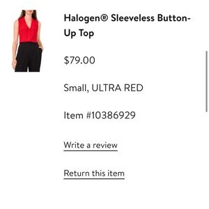 Halogen Sleeveless Button-Up Blouse - Bold Red